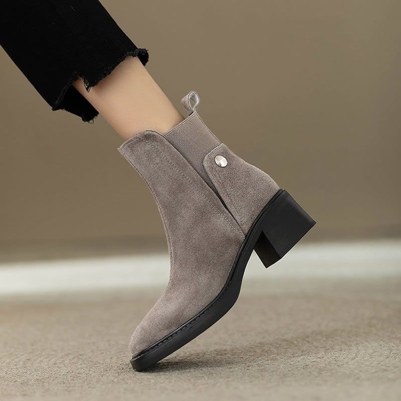 Women'S Shoes Trending 2025 - Botines gruesos de gamuza para mujer,