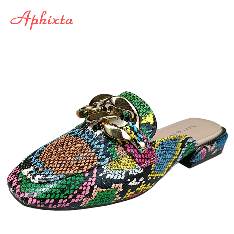 Gold Chain Sandal - Aphixta-Sandalias con estampado de serpiente para