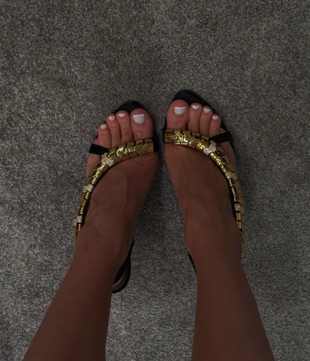 Sandalias de cuero sexys con c - Gold Chain Sandal reseña y precio