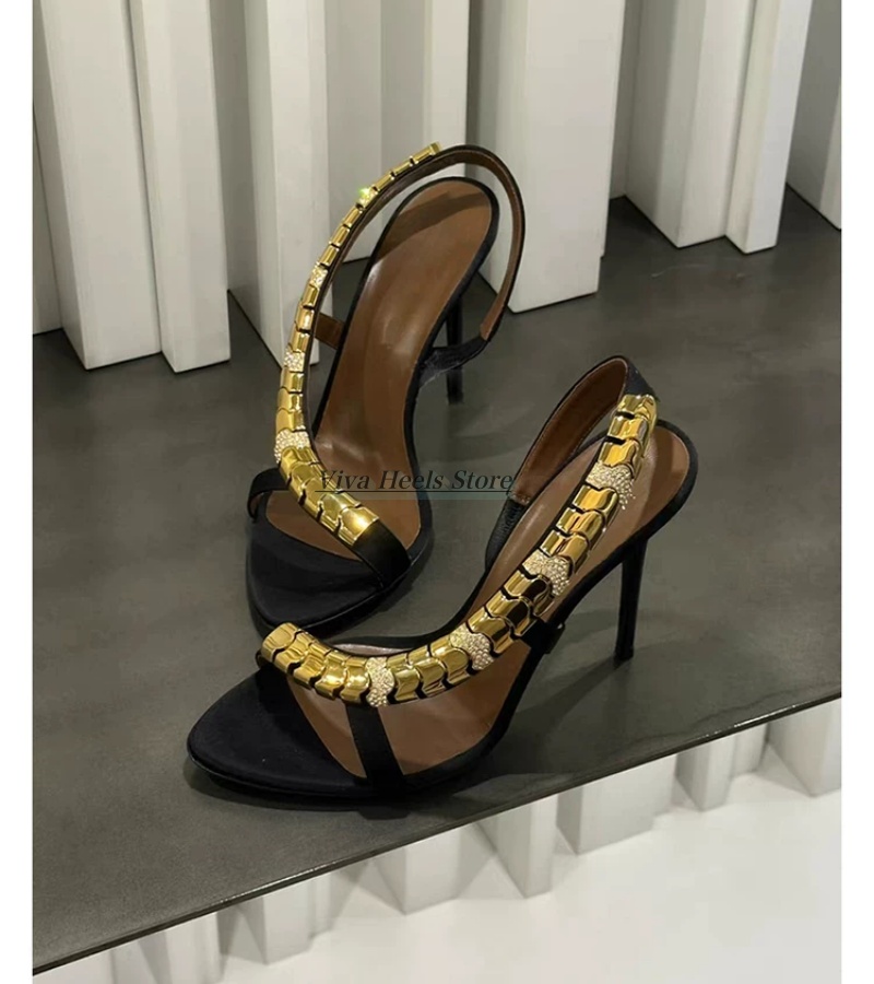 Sandalias de cuero sexys con c - Gold Chain Sandal reseña y precio