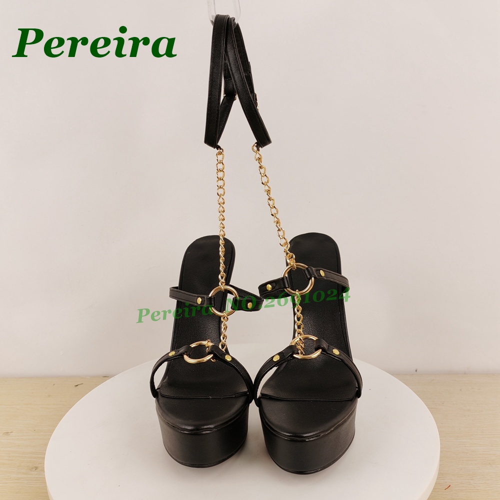 Sandalias de tacón de aguja co - Gold Chain Sandal reseña y precio