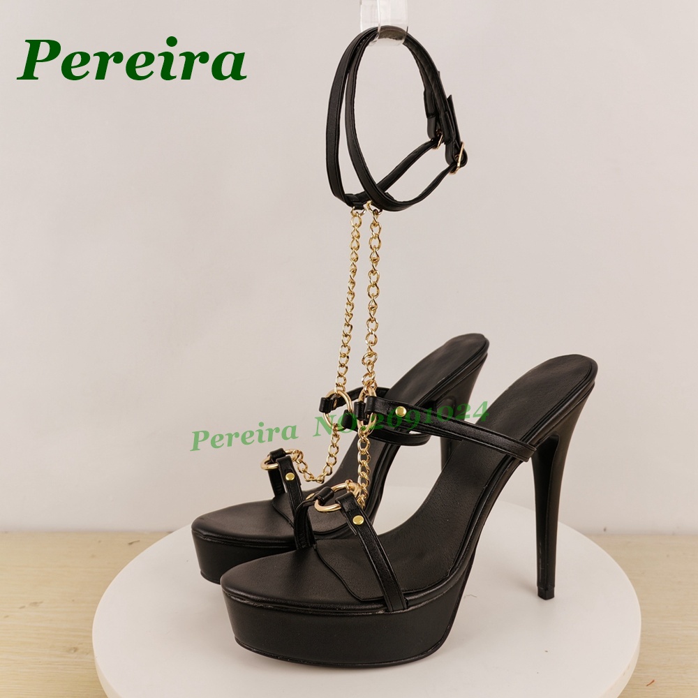 Sandalias de tacón de aguja co - Gold Chain Sandal reseña y precio