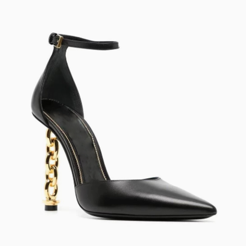 Sandalias sexis de tacón con c - Gold Chain Sandal reseña y precio