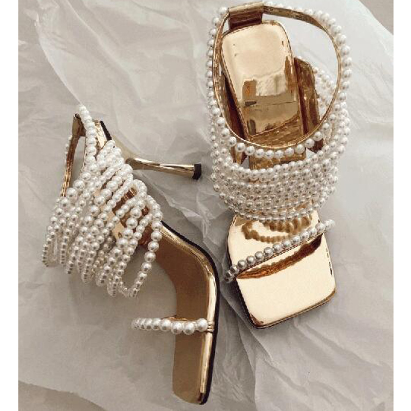 Sandalias de tacón de 9 cm con - Gold Chain Sandal reseña y precio