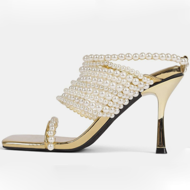 Sandalias de tacón de 9 cm con - Gold Chain Sandal reseña y precio